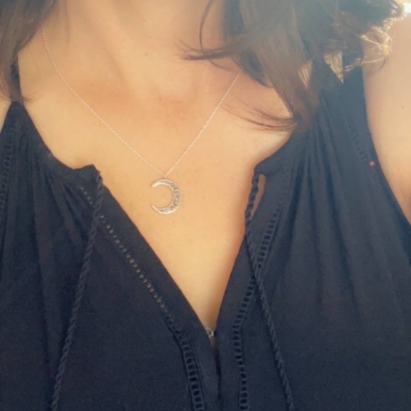 Sterling Silver Moon Necklace - Picture 3 of 7